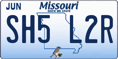MO license plate SH5L2R
