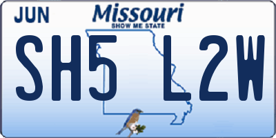 MO license plate SH5L2W