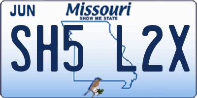 MO license plate SH5L2X