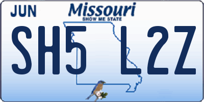 MO license plate SH5L2Z