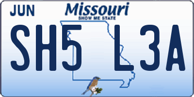 MO license plate SH5L3A