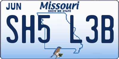 MO license plate SH5L3B