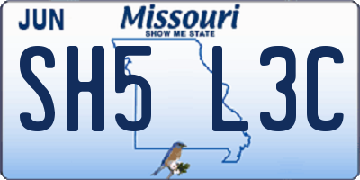 MO license plate SH5L3C