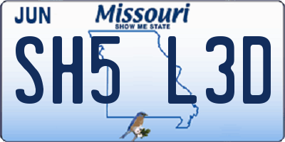 MO license plate SH5L3D
