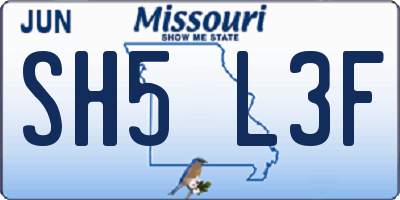 MO license plate SH5L3F
