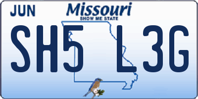 MO license plate SH5L3G