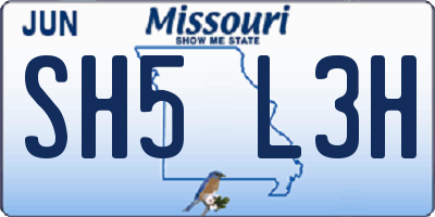 MO license plate SH5L3H