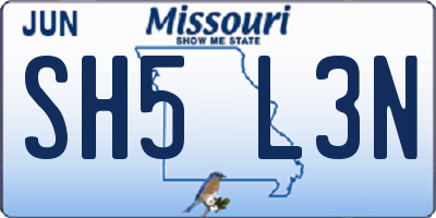 MO license plate SH5L3N