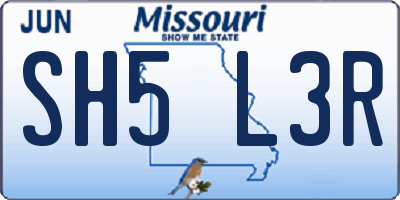 MO license plate SH5L3R