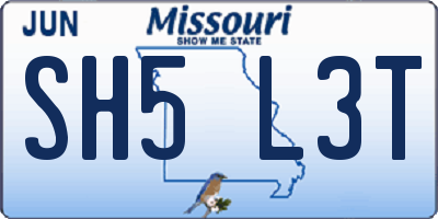 MO license plate SH5L3T