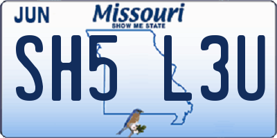 MO license plate SH5L3U