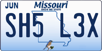 MO license plate SH5L3X