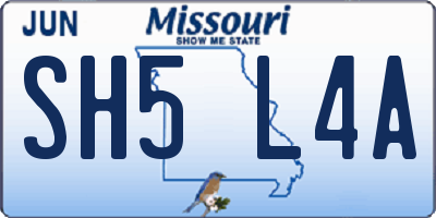 MO license plate SH5L4A