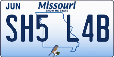 MO license plate SH5L4B