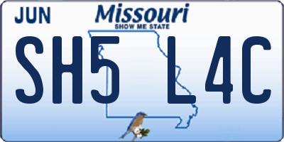 MO license plate SH5L4C