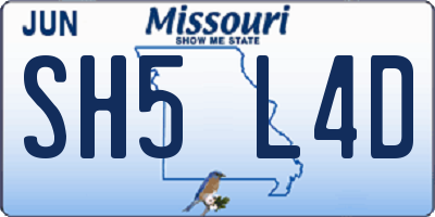 MO license plate SH5L4D