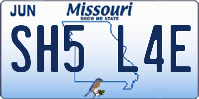 MO license plate SH5L4E