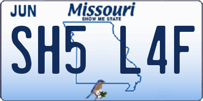 MO license plate SH5L4F
