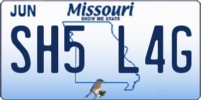 MO license plate SH5L4G