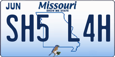 MO license plate SH5L4H