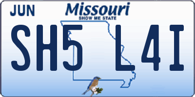 MO license plate SH5L4I