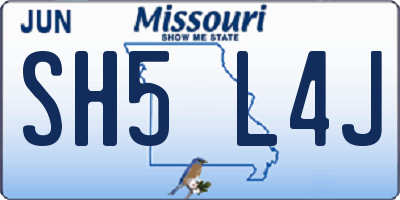 MO license plate SH5L4J