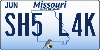 MO license plate SH5L4K