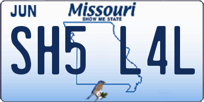 MO license plate SH5L4L