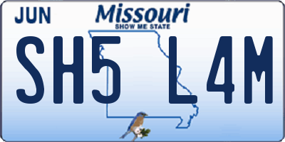 MO license plate SH5L4M