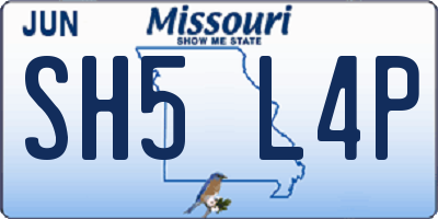 MO license plate SH5L4P