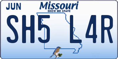 MO license plate SH5L4R