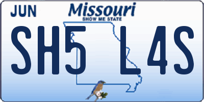 MO license plate SH5L4S