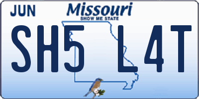 MO license plate SH5L4T