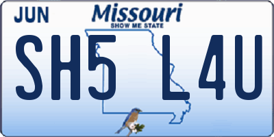 MO license plate SH5L4U