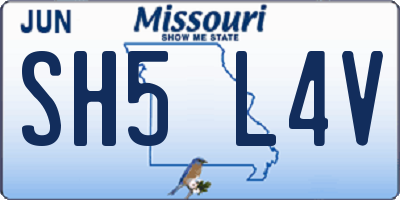 MO license plate SH5L4V