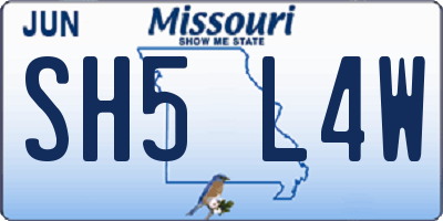 MO license plate SH5L4W