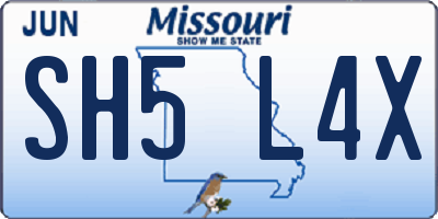 MO license plate SH5L4X