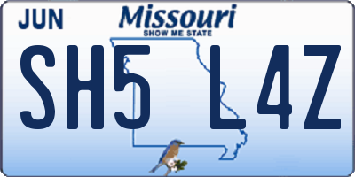 MO license plate SH5L4Z
