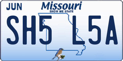 MO license plate SH5L5A