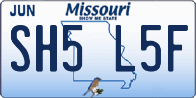 MO license plate SH5L5F