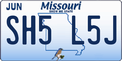 MO license plate SH5L5J