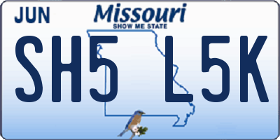 MO license plate SH5L5K