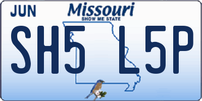 MO license plate SH5L5P