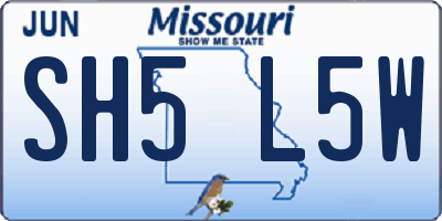 MO license plate SH5L5W