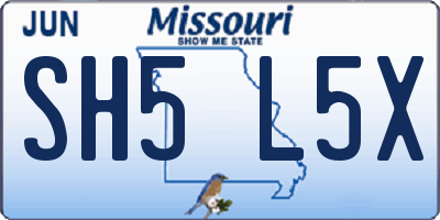 MO license plate SH5L5X