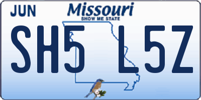 MO license plate SH5L5Z