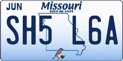 MO license plate SH5L6A