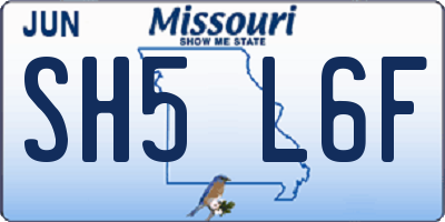 MO license plate SH5L6F