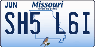 MO license plate SH5L6I