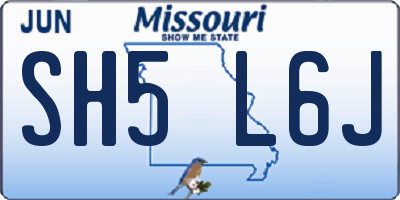 MO license plate SH5L6J